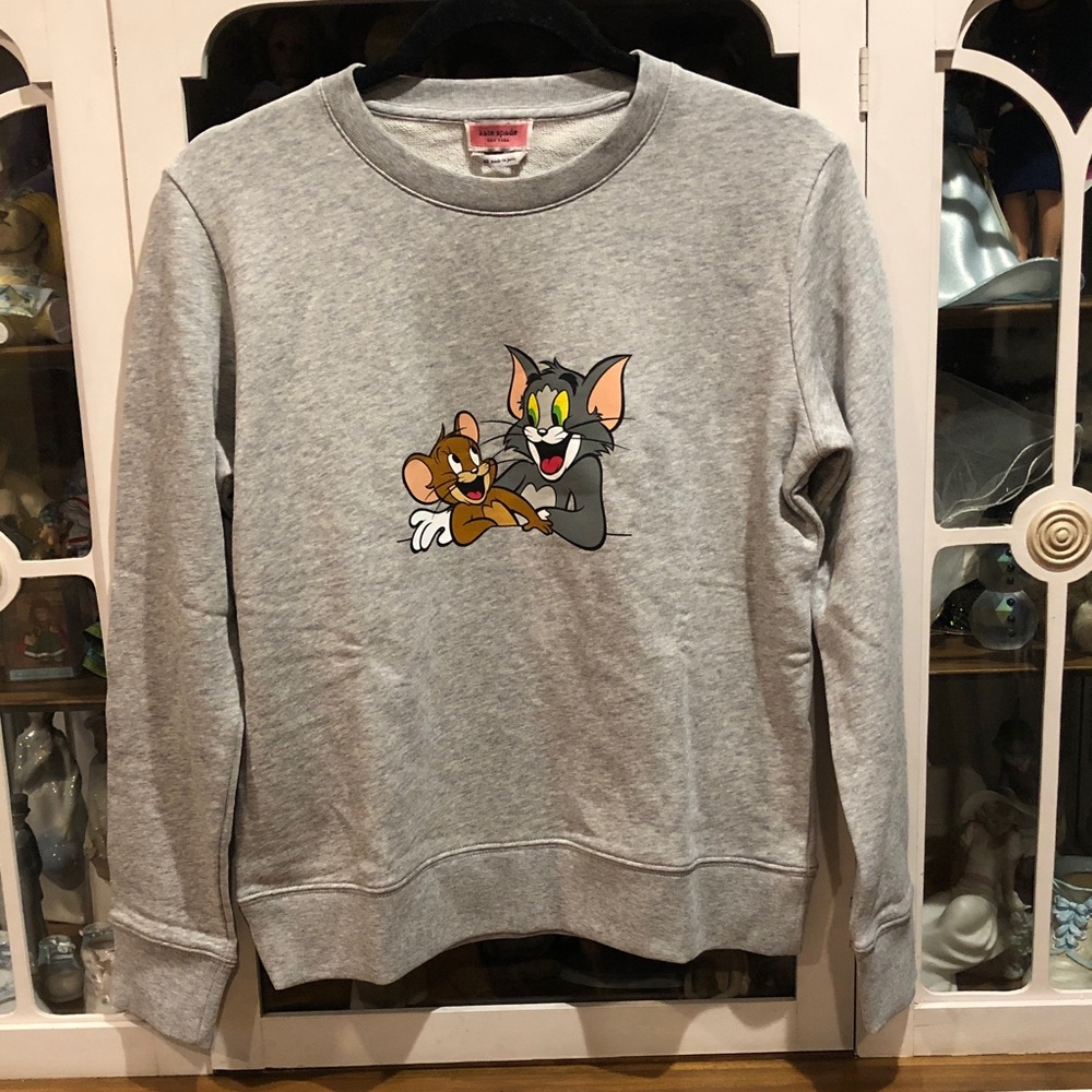 NWOT kate spade Gray Tom & Jerry Graphic Crewneck Sweatshirt
